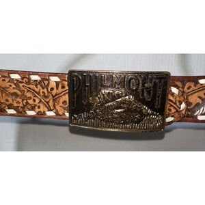 Vintage Caldwell Browning Philmont Scout Ranch Tooled Leather Belt Brown Size 28
